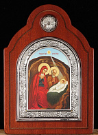 Икона настольная 9х12 фигурная, канвас, № 2 Рождество Христово