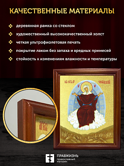Икона Божией Матери Спорительница хлебов с золочением, деревянная рамка со стеклом 15х18х2 см 151