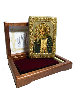 Икона ''Серафим Саровский'' из дуба ручной работы