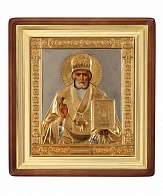 Икона писаная маслом "Николай Чудотворец" с позолотой