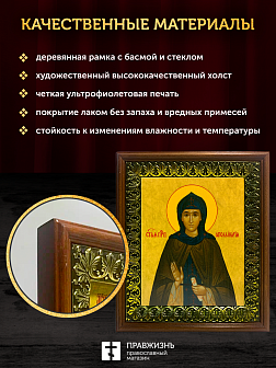 Икона Аполлинария преподобная, деревянная рамка с басмой и стеклом 18х21х2,5 см 031