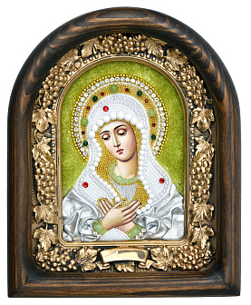 Икона из бисера ''Пресвятая Богородица Умиление'' ручной работы