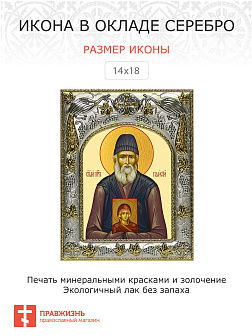 Икона ПАИСИЙ Святогорец, Преподобный (СЕРЕБРЯНАЯ РИЗА)