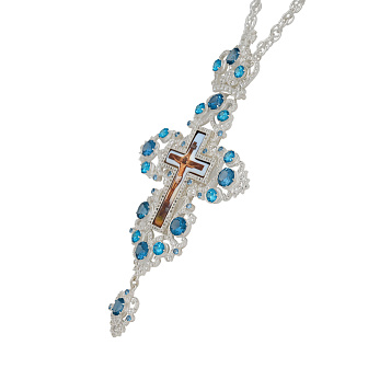 Крест наперсный №193 / Фианиты деколь / серебрение