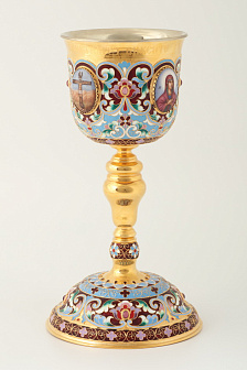 Потир 1.0л 4-финифти, филигрань, эмаль "№1" / золочение / мельхиоровый вкладыш