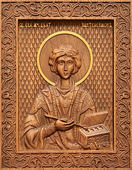 Икона резная Пантелеймон