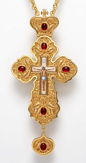 Крест наперсный филигрань №0022 двойной рант финифть / золочение