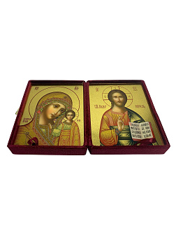 Каталог товаров pravzhizn Венчальные иконы Спаситель и Казанская с золочением УЛ 9х10,5 в бархатном складне Венчальные иконы Спаситель и Казанская с золочением УЛ 9х10,5 в бархатном складне