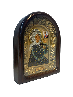 Именная икона Матрона Московская в молитве к Богородице 103 из бисера Именная икона Матрона Московская в молитве к Богородице 103 из бисера