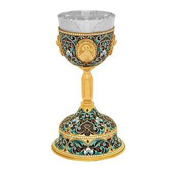 Потир 1.0л 4-литьевых лика, филигрань, эмаль №3 / золочение / серебряный стакан (УИН) Потир 1.0л 4-литьевых лика, филигрань, эмаль №3 / золочение / серебряный стакан (УИН)