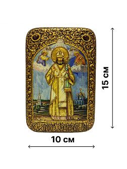 Настольная икона ''Святитель Тихон Задонский'' на мореном дубе