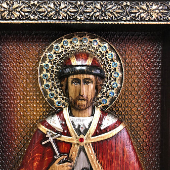 Икона Святой Князь Игорь, резная из дерева
