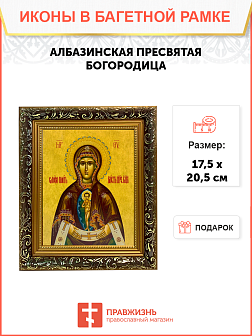 Икона Албазинская Слово Плоть Бысть Божия Матерь на холсте в киоте