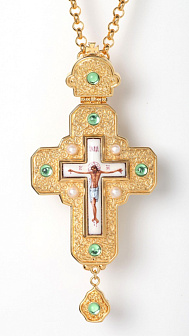 Крест наперсный №177 гальванопластика, финифть / золочение