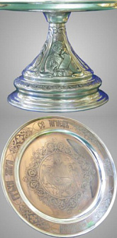 Дискос с поддискосником ручная гравировка, чеканка с пророками / ф240мм-конус потира 0, 5л / серебро (УИН)