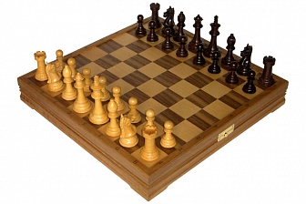 Шахматы классические стандартные деревянные утяжеленные, светл., 43*43см (высота короля 4,00")