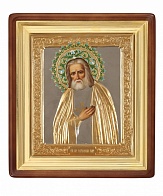 Серебряная православная икона ''Серафим Саровский''