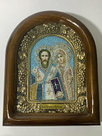 Икона именная Киприан Священномученик и Иустина Мученица 084 17 см Литография A-0047-1_YAP