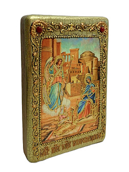 Настольная икона ''Благовещение Пресвятой Богородицы'' на мореном дубе