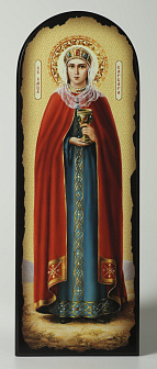 Икона на МДФ 18х50 арочная, объёмная печать, лак Варвара 1