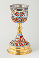 Потир 1.0л 4-финифти, филигрань, эмаль, роспись / золочение / нержавеющий стакан