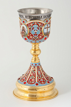 Потир 1.0л 4-финифти, филигрань, эмаль, роспись / золочение / нержавеющий стакан Потир 1.0л 4-финифти, филигрань, эмаль, роспись / золочение / нержавеющий стакан