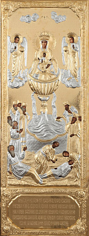 Икона живописная Божией Матери «Живоносный Источник» 50х140, масло, риза №173, золочение