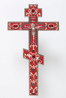 Крест напрестольный №2-18 гальванопластика никель эмаль камни