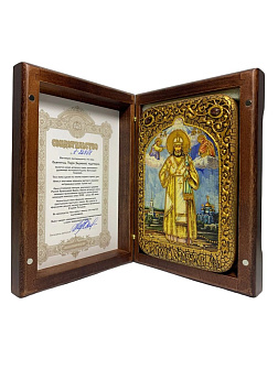Настольная икона ''Святитель Тихон Задонский'' на мореном дубе