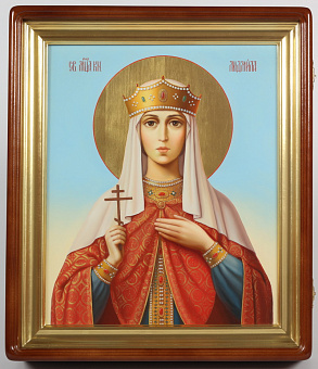 Икона живописная в киоте 30х40 масло, золоченый нимб, золоченый подрамник Икона живописная в киоте 30х40 масло, золоченый нимб, золоченый подрамник