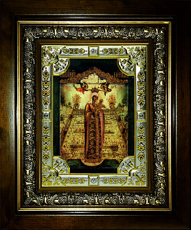 Икона освященная "Вертоград заключенный икона Божией Матери", со стразами, в киоте 24х30 см