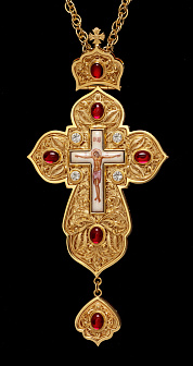 Крест наперсный филигрань №0015 двойной рант финифть / золочение