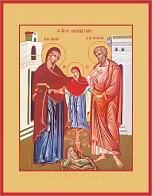 Икона ''Праведные Иоаким, Анна и Дева Мария'' с золочением