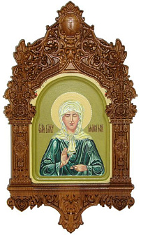 Рукописная икона ''Блаженная старица Матрона Московская'' на кипарисе