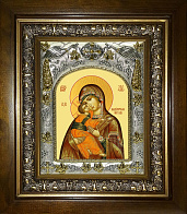 Икона Владимирская икона Божией Матери, в деревяном киоте