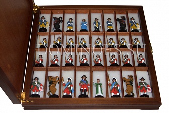 Шахматы исторические, с фигурами из олова покрашенными в полу-коллекционном качестве, 37х37 см (светло-коричневый)