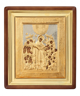 Икона живописная в киоте 18х24 масло, риза №217, киот №1 Всех скорбящих Радость