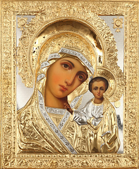 Икона живописная Божией Матери «Казанская» 50х60, масло, риза №130, золочение