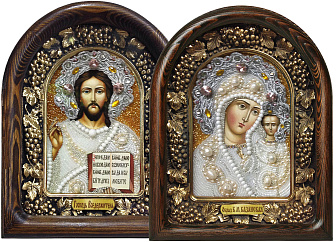 Икона из бисера ''Венчальная пара'' ручной работы C0109_YAP