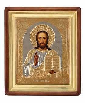 Икона образ ''Господь Вседержитель'' писаная маслом в позолоченной ризе