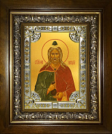 Икона освященная Филарет Милостивый праведный в деревянном киоте