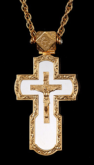Крест наперсный № 62 литьевое распятие /золочение,серебрение/