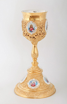 Потир 1.5л 8-финифтей, чеканка №10 / золочение / серебро (УИН)