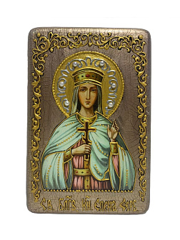 Настольная икона ''Святая благоверная княгиня Елена Сербская'' на мореном дубе