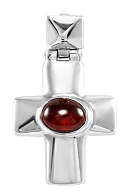Крест “Корсунский”, серебро 925°, гранат или аметист серебро 925 пробы, аметист или гранат (кабошон)