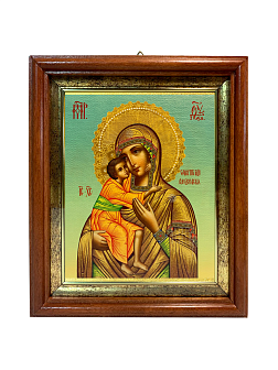 Икона Феодоровская Божия Матерь на холсте в киоте 1105