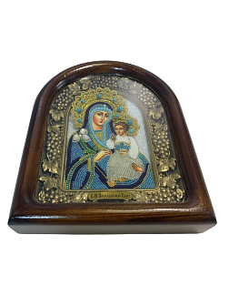 165 Именная икона Богородица Неувядаемый Цвет бисер дерево