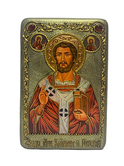 Настольная икона ''Священномученик Климент, папа Римский'' на мореном дубе