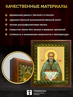 Икона Стилиан Пафлагонский преподобный, деревянная рамка с басмой и стеклом 18х21х2,5 см 1102 Икона Стилиан Пафлагонский преподобный, деревянная рамка с басмой и стеклом 18х21х2,5 см 1102
