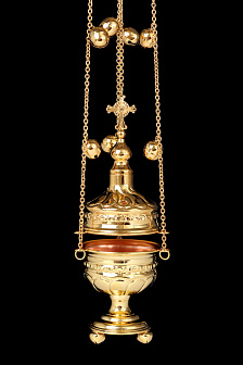 Кадило круглое чеканное №2 золочение с позвонцами